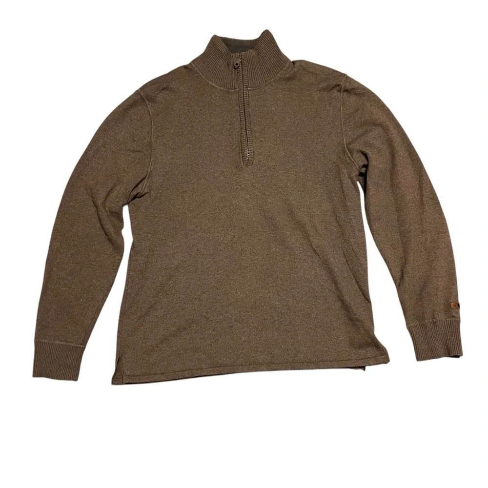 Men's The North Face 1/4 Zip Wool Blend Sweater‎ - Brown Heathered size Smalll